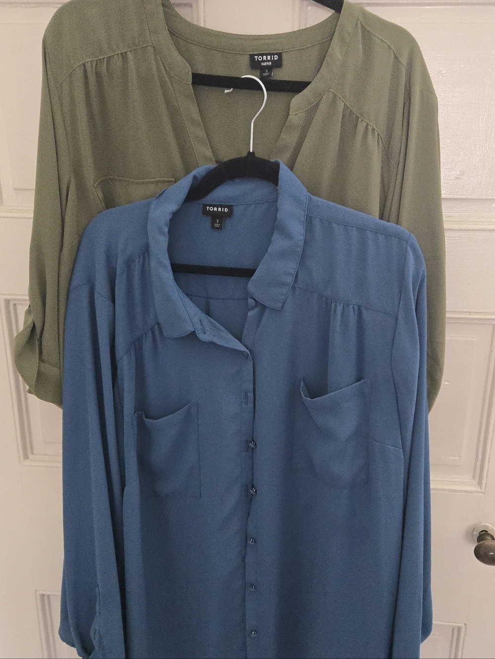 Torrid Olive Green Harper & Teal Button Front Blouses Size 3x